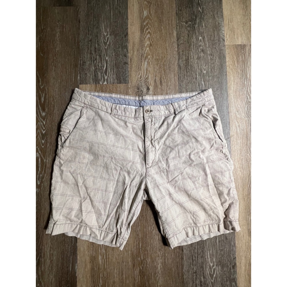 Cremieux Shorts Mens 40 Beige Excellent Striped Cotton Flat Front Casual